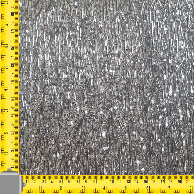 Tela de Tul con Lentejuelas y Cilindros Plata (Ancho 1,50M) - Imagen 3