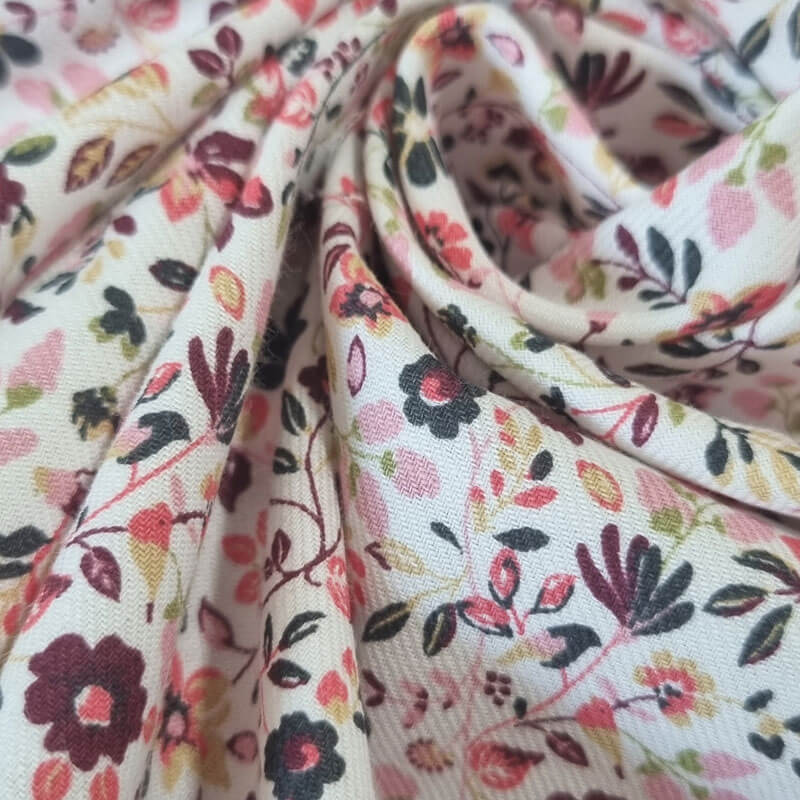 Tela de Viella estampada Florecillas Moradas 100% algodón (ancho 1,50M) - Imagen 2