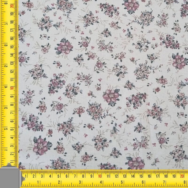 Tela de Viella estampada Florecillas Malvas 100% algodón (ancho 1,50M) - Imagen 3
