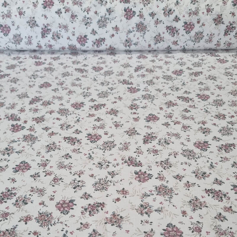 Tela de Viella estampada Florecillas Malvas 100% algodón (ancho 1,50M)