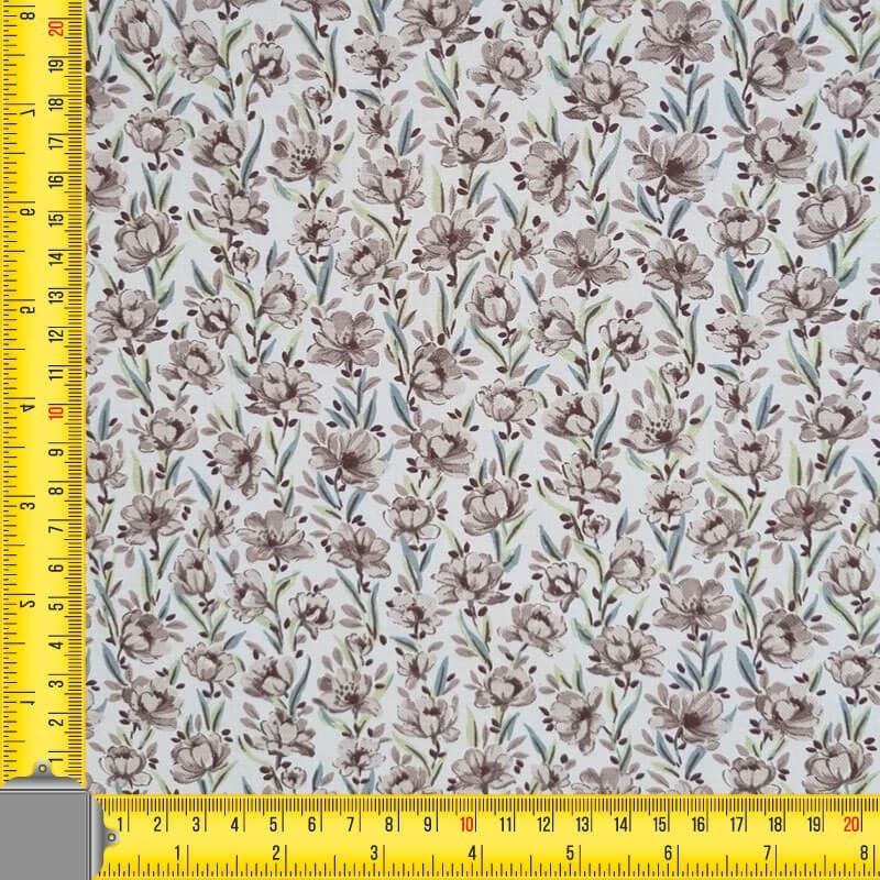Tela de Viella estampada Florecillas Beige 100% algodón (ancho 1,50M) - Imagen 3