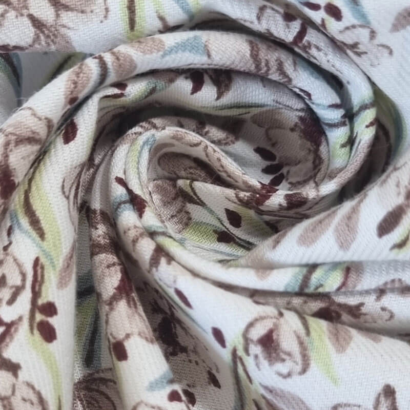 Tela de Viella estampada Florecillas Beige 100% algodón (ancho 1,50M) - Imagen 2