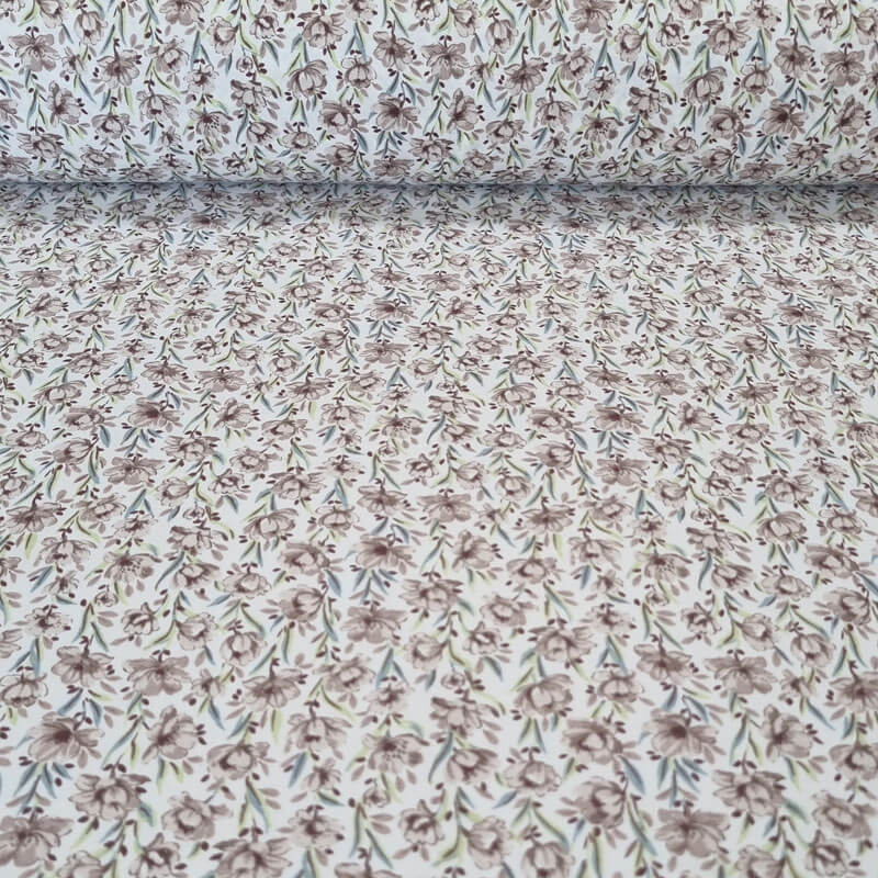 Tela de Viella estampada Florecillas Beige 100% algodón (ancho 1,50M)