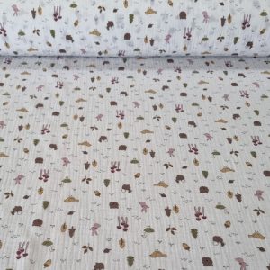 Tela de Doble Gasa Bambula Blanca Autumn Mostaza (ancho 1,30M)