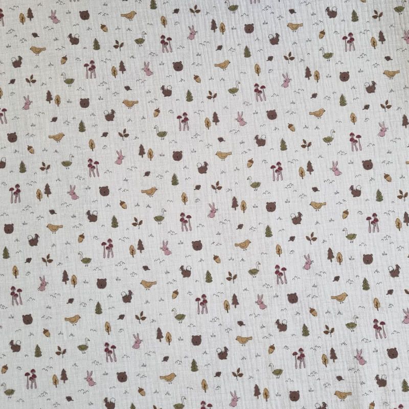 Tela de Doble Gasa Bambula Blanca Autumn Mostaza (ancho 1,30M) - Imagen 3