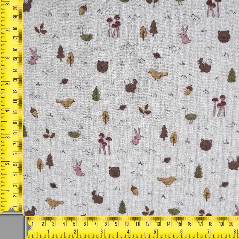 Tela de Doble Gasa Bambula Blanca Autumn Mostaza (ancho 1,30M) - Imagen 4