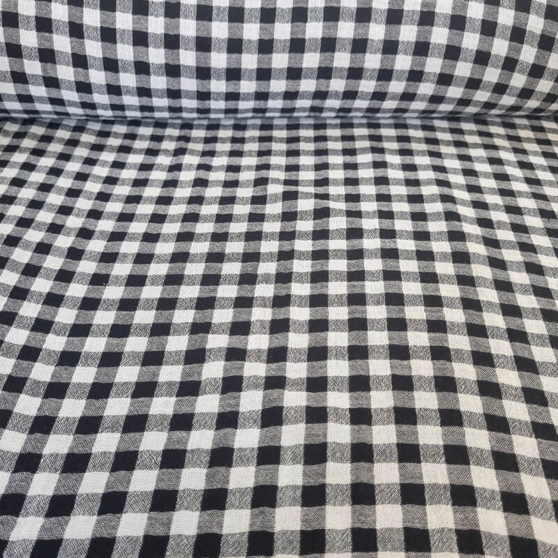 Tela de Doble Gasa Bambula Vichy Negra (ancho 1,30M)