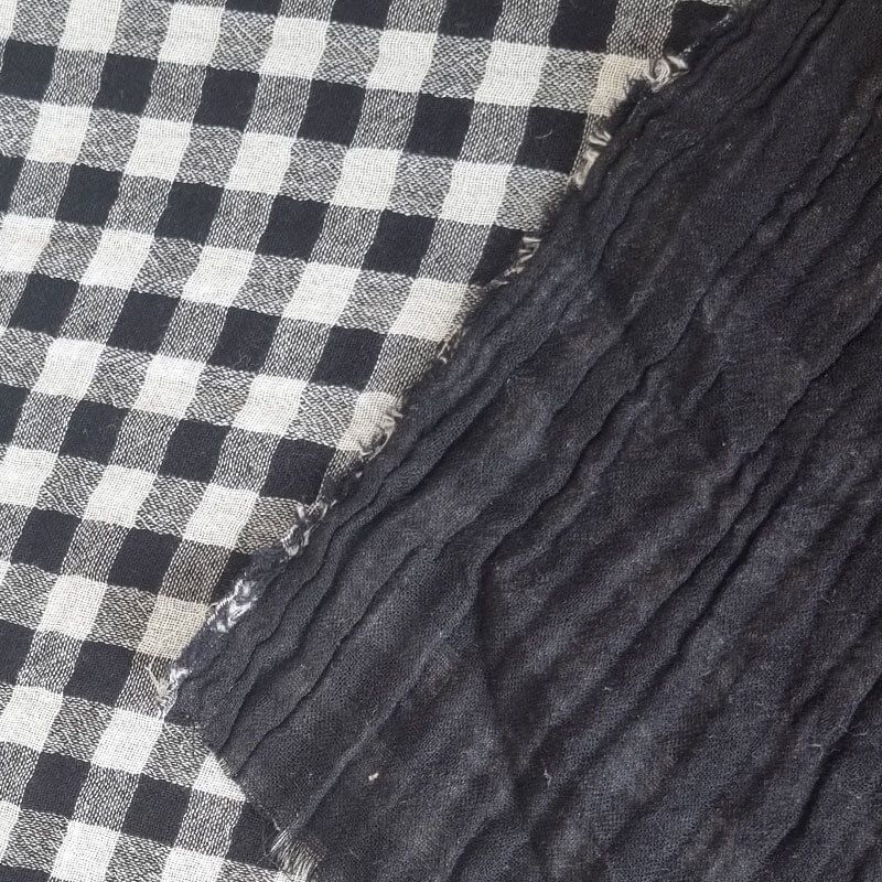 Tela de Doble Gasa Bambula Vichy Negra (ancho 1,30M) - Imagen 3