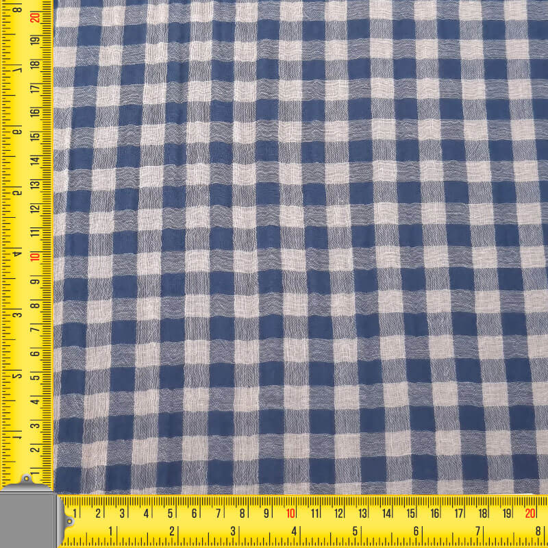Tela de Doble Gasa Bambula Vichy Azul Jeans (ancho 1,30M) - Imagen 4