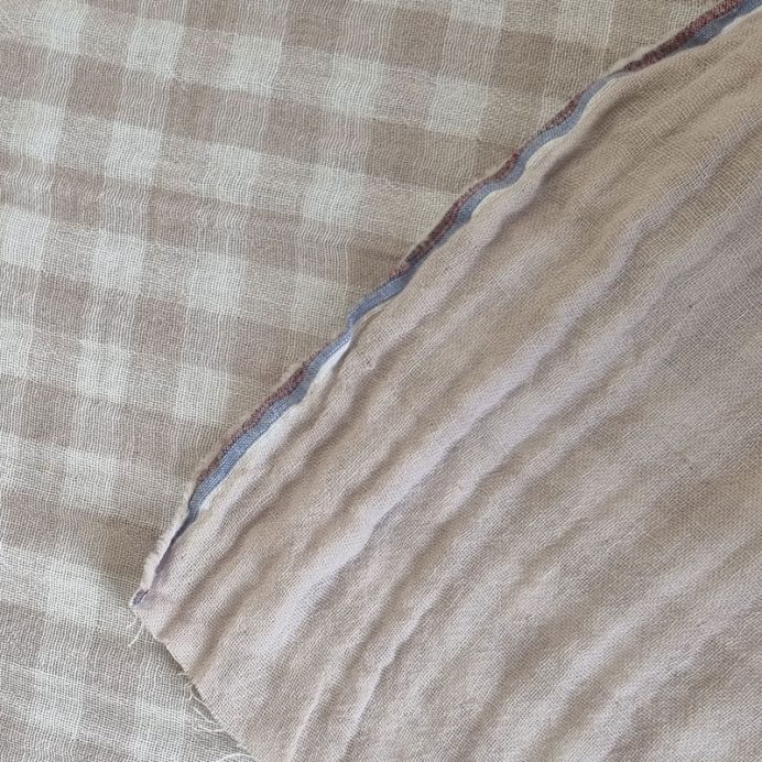 Tela de Doble Gasa Bambula Vichy Beige (ancho 1,30M) - Imagen 4