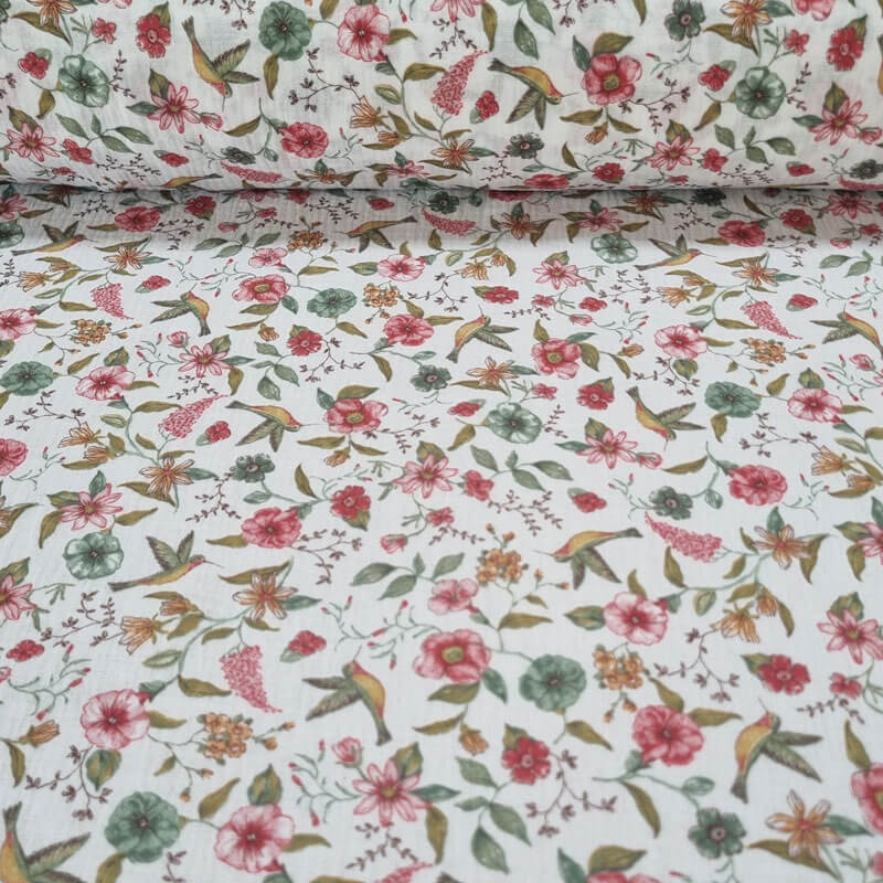 Tela de Doble Gasa Bambula Colibrís (ancho 1,40M)