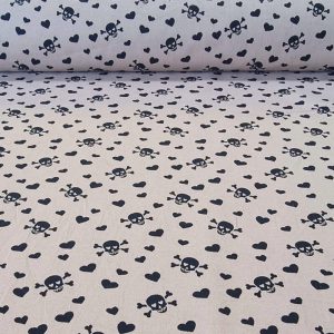Tela de Popelín Beige 100% Algodón Calaveras (ancho 1,40M)