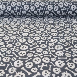 Tela de Popelín Negra 100% Algodón Calaveras (ancho 1,40M)