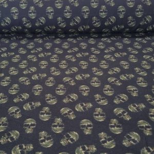 Tela de Popelín Azul Marino 100% Algodón Calaveras Camuflaje (ancho 1,40M)