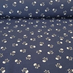 Tela de Popelín Azul Marino 100% Algodón Calaveras (ancho 1,40M)