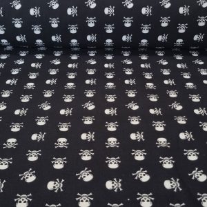 Tela de Popelín Negra 100% Algodón Calaveras (ancho 1,40M)