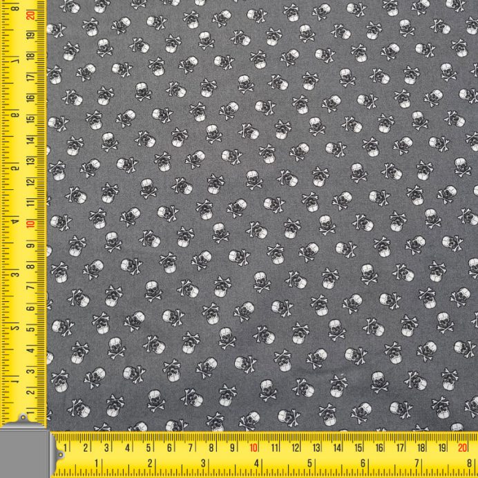 Tela de Popelín Gris 100% Algodón Calaveras Pequeñas (ancho 1,40M) - Imagen 3