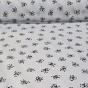 Tela de Popelín Blanca 100% Algodón Calaveras (ancho 1,40M)