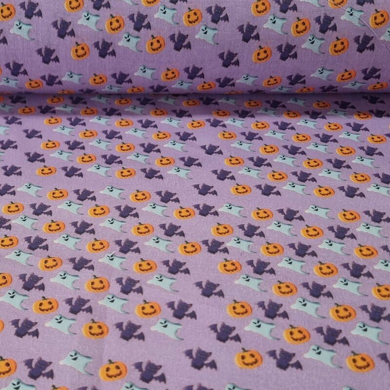 Tela de Popelín Lila 100% Algodón Halloween (ancho 1,40M)