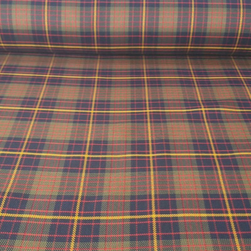 Tela de Crepe Verde Cacería Cuadros Escoceses (ancho 1,50M)
