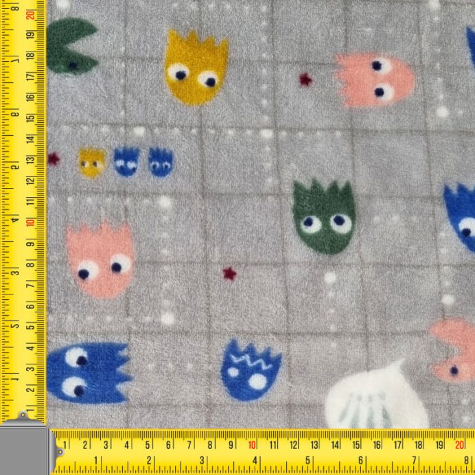 Tela de Coralina Gris Pac-Man (ancho 1,55M) - Imagen 3
