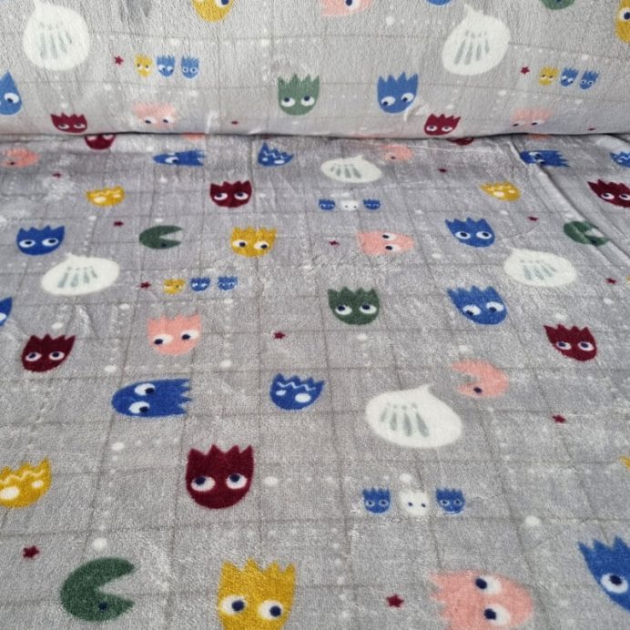 Tela de Coralina Gris Pac-Man (ancho 1,55M)