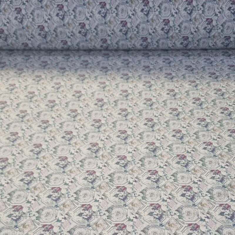 Tela de Viella Cruda Azulejos Celestes 100% algodón (ancho 1,50M)