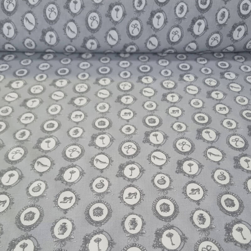 Tela de Viella Gris Espejos 100% algodón (ancho 1,50M)