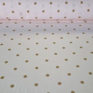 Tela de Viella Rosa Bebé Lunares Dorados 100% algodón (ancho 1,50M)