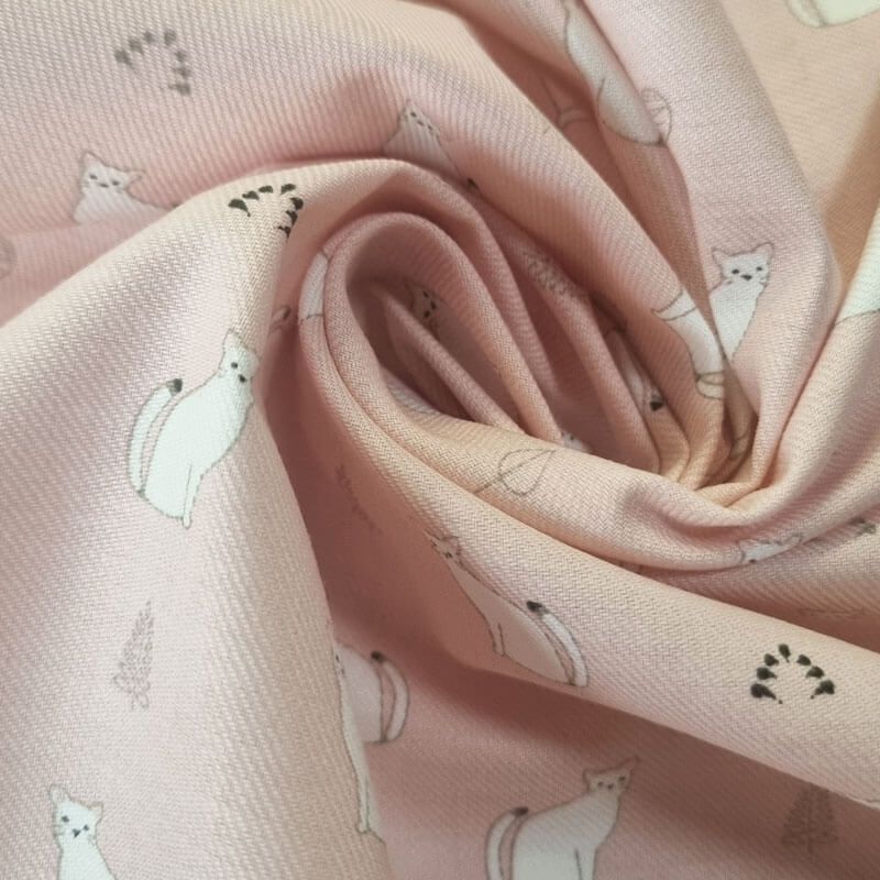 Tela de Viella Rosa Palo Gatitos 100% algodón (ancho 1,50M) - Imagen 2