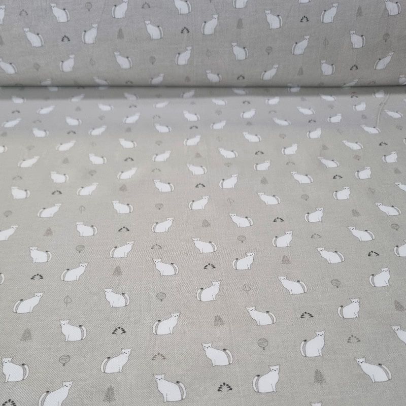 Tela de Viella Beige Tostado Gatitos 100% algodón (ancho 1,50M)