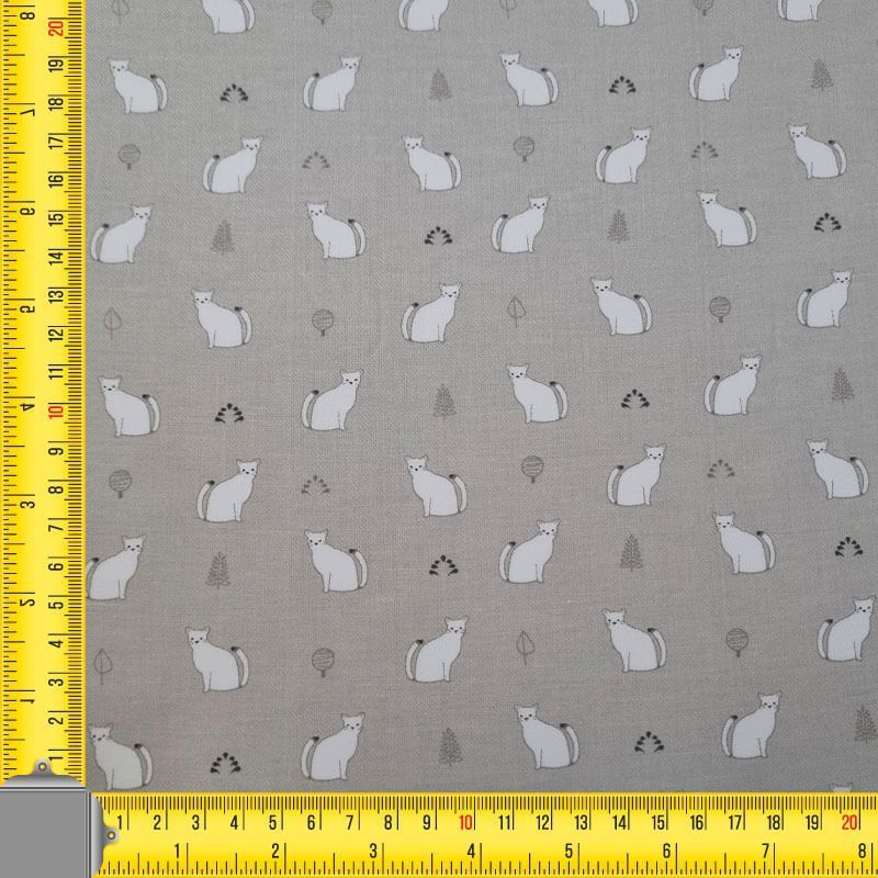 Tela de Viella Beige Tostado Gatitos 100% algodón (ancho 1,50M) - Imagen 3
