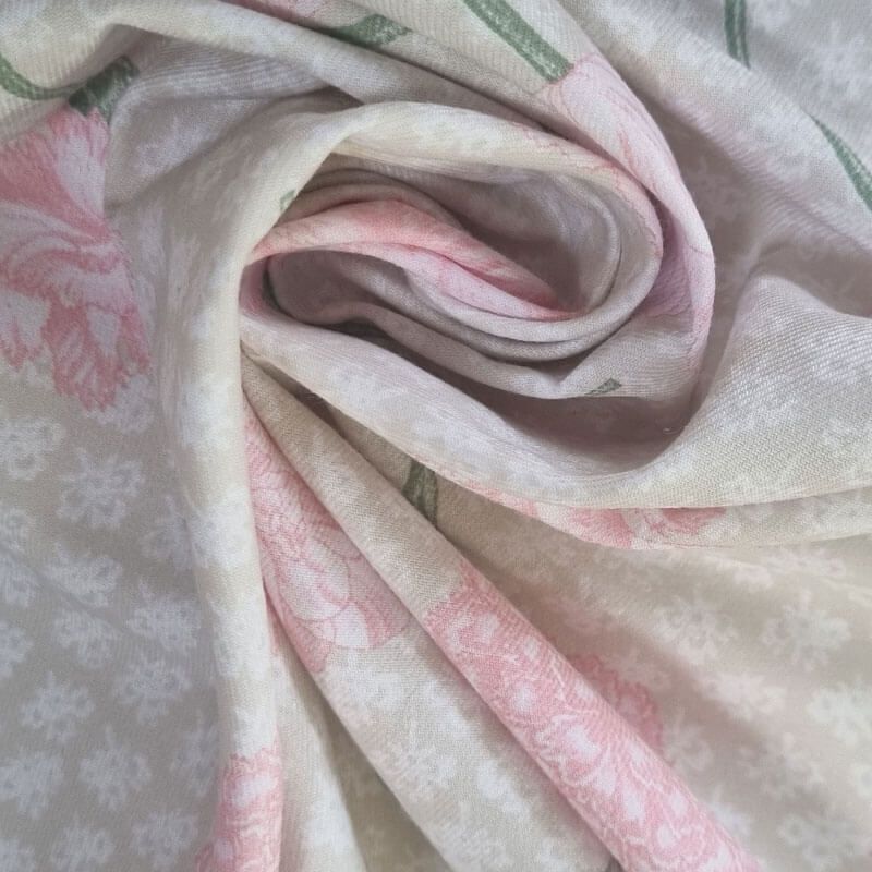 Tela de Viella Beige Tostado Claveles 100% algodón (ancho 1,50M) - Imagen 2