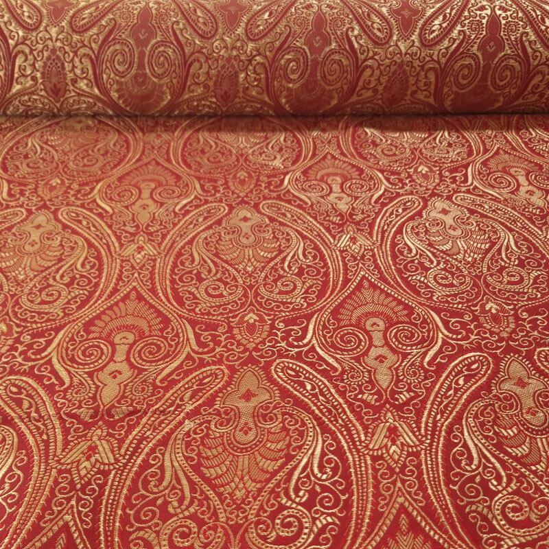 Tela de Jacquard Burdeos con Damasco Dorado Reversible (ancho 1,50M)