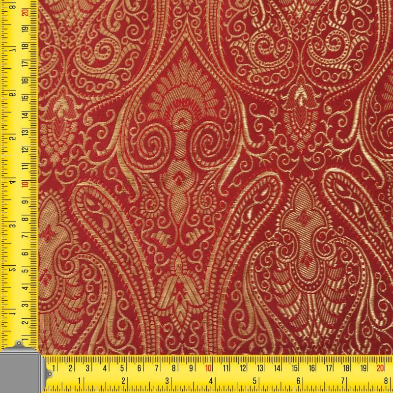 Tela de Jacquard Burdeos con Damasco Dorado Reversible (ancho 1,50M) - Imagen 3