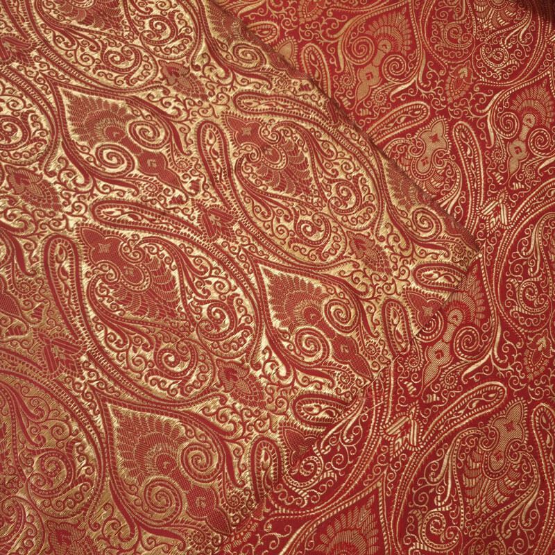 Tela de Jacquard Burdeos con Damasco Dorado Reversible (ancho 1,50M) - Imagen 4