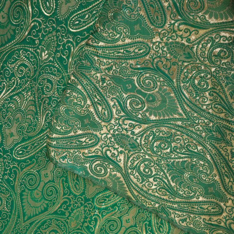Tela de Jacquard Verde con Damasco Dorado Reversible (ancho 1,50M) - Imagen 3