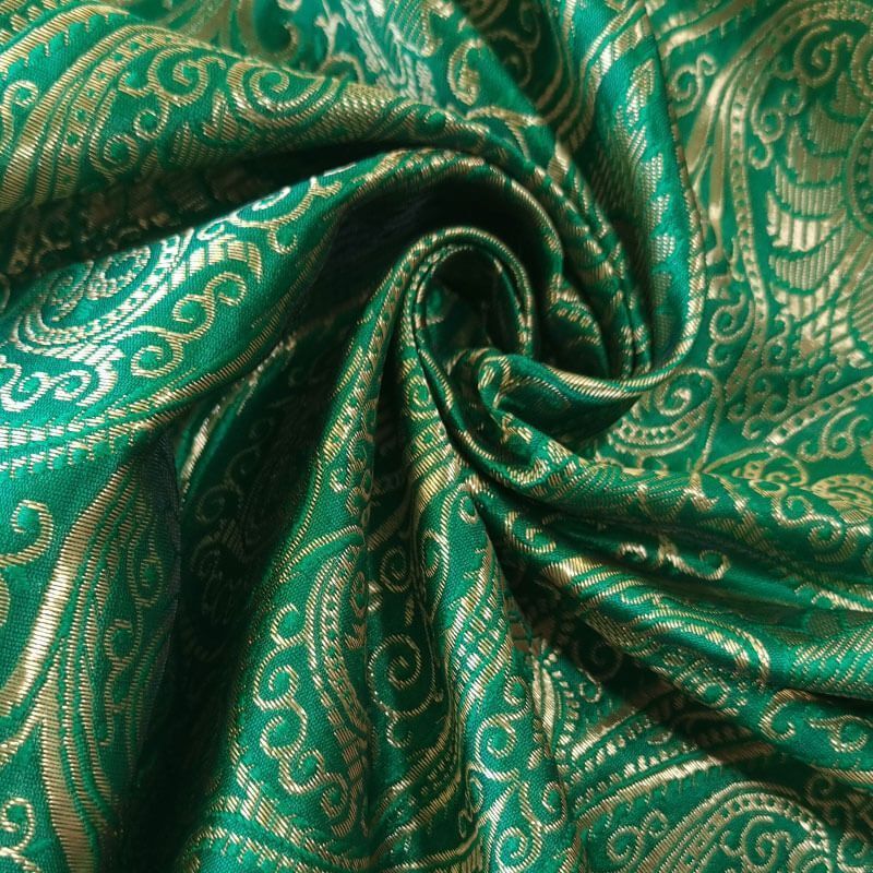 Tela de Jacquard Verde con Damasco Dorado Reversible (ancho 1,50M) - Imagen 2