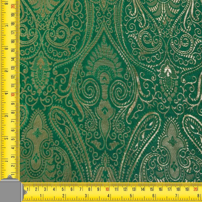 Tela de Jacquard Verde con Damasco Dorado Reversible (ancho 1,50M) - Imagen 4