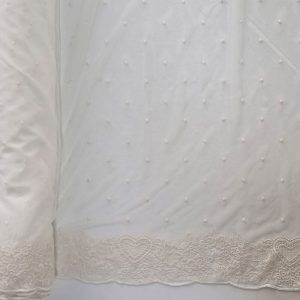 Tela de Tul Cruda Pumetis Bordada con Blondas Beige (ancho 1,49M)