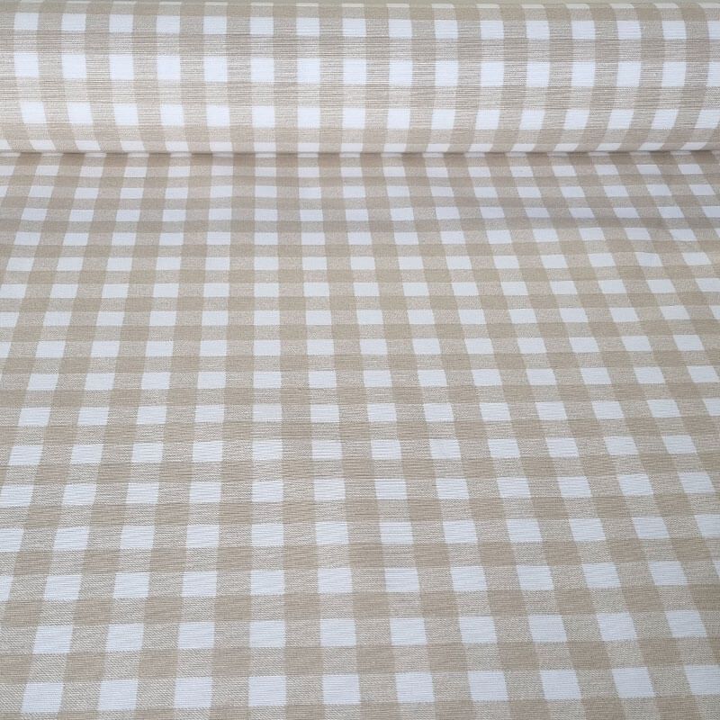 Tela de Mantelería Resinada Antimanchas Vichy Beige (ancho 1,40M)