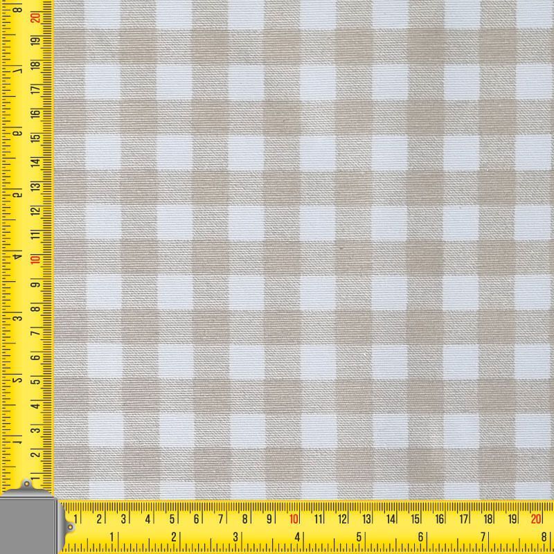Tela de Mantelería Resinada Antimanchas Vichy Beige (ancho 1,40M) - Imagen 3