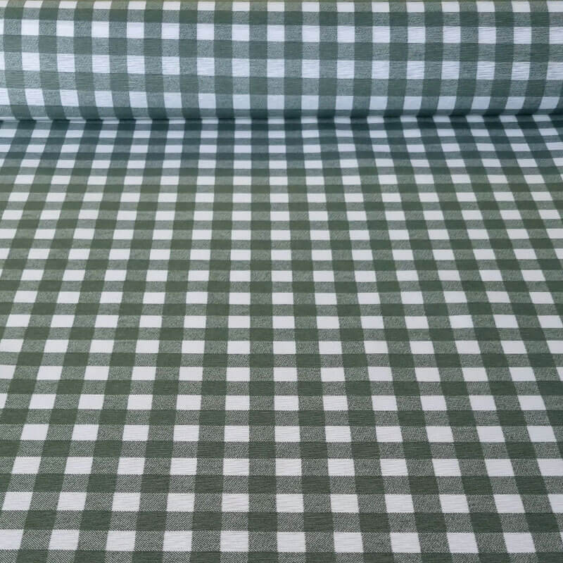 Tela de Mantelería Resinada Antimanchas Vichy Verde Hoja (ancho 1,40M)