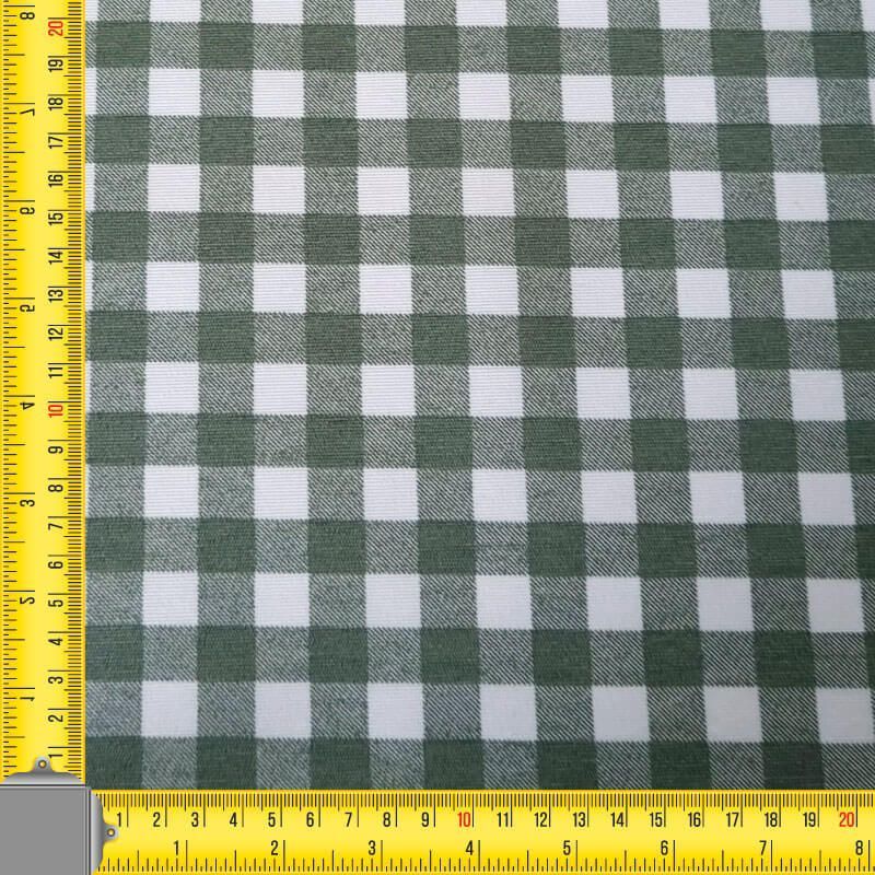 Tela de Mantelería Resinada Antimanchas Vichy Verde Hoja (ancho 1,40M) - Imagen 3