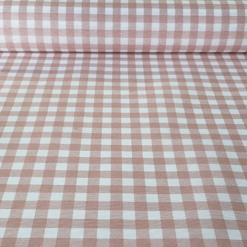 Tela de Mantelería Resinada Antimanchas Vichy Rosa Bebé (ancho 1,40M)
