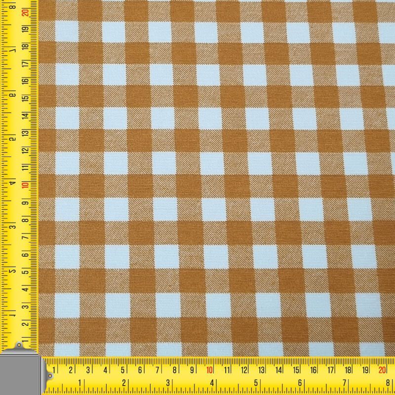 Tela de Mantelería Resinada Antimanchas Vichy Mostaza (ancho 1,40M) - Imagen 3