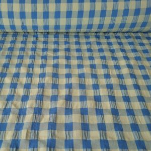 Tela de Cuadros Vichy Maxi Seersucker Pistacho/Azafata (ancho 1,45M)