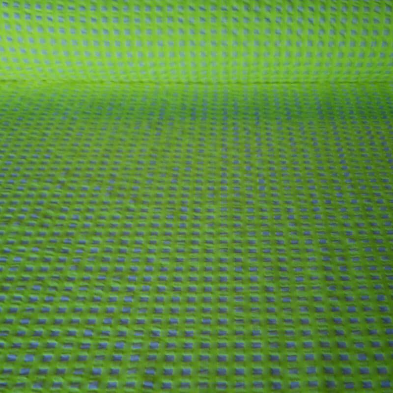 Tela de Cuadros Vichy Medio Seersucker Verde Limón Flúor (ancho 1,45M)
