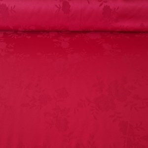 Tela de Satén Jacquard Roja Flores Reversible (ancho 1,50M)