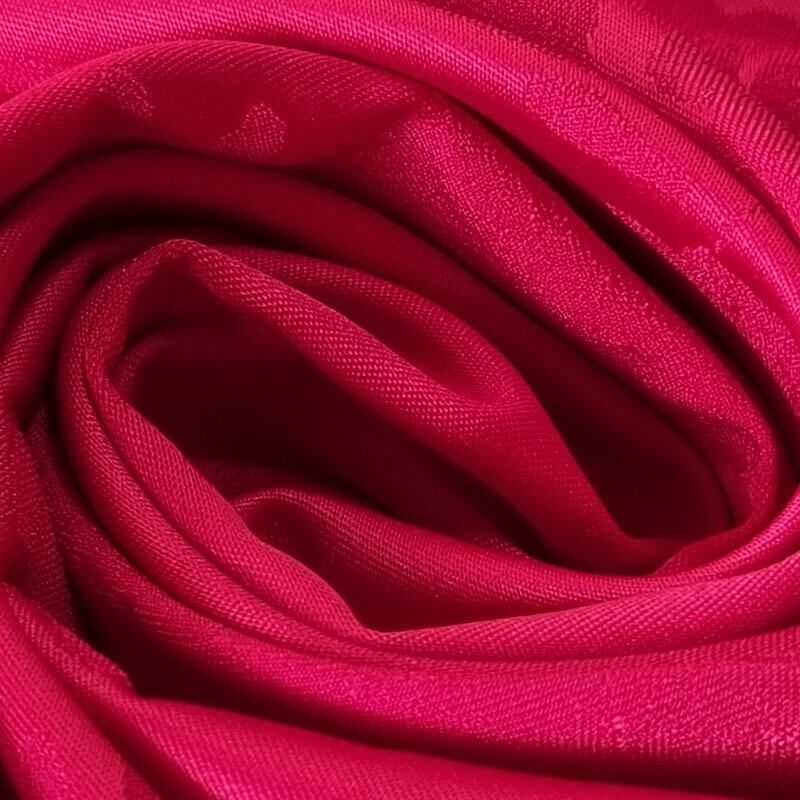 Tela de Satén Jacquard Roja Flores Reversible (ancho 1,50M) - Imagen 3